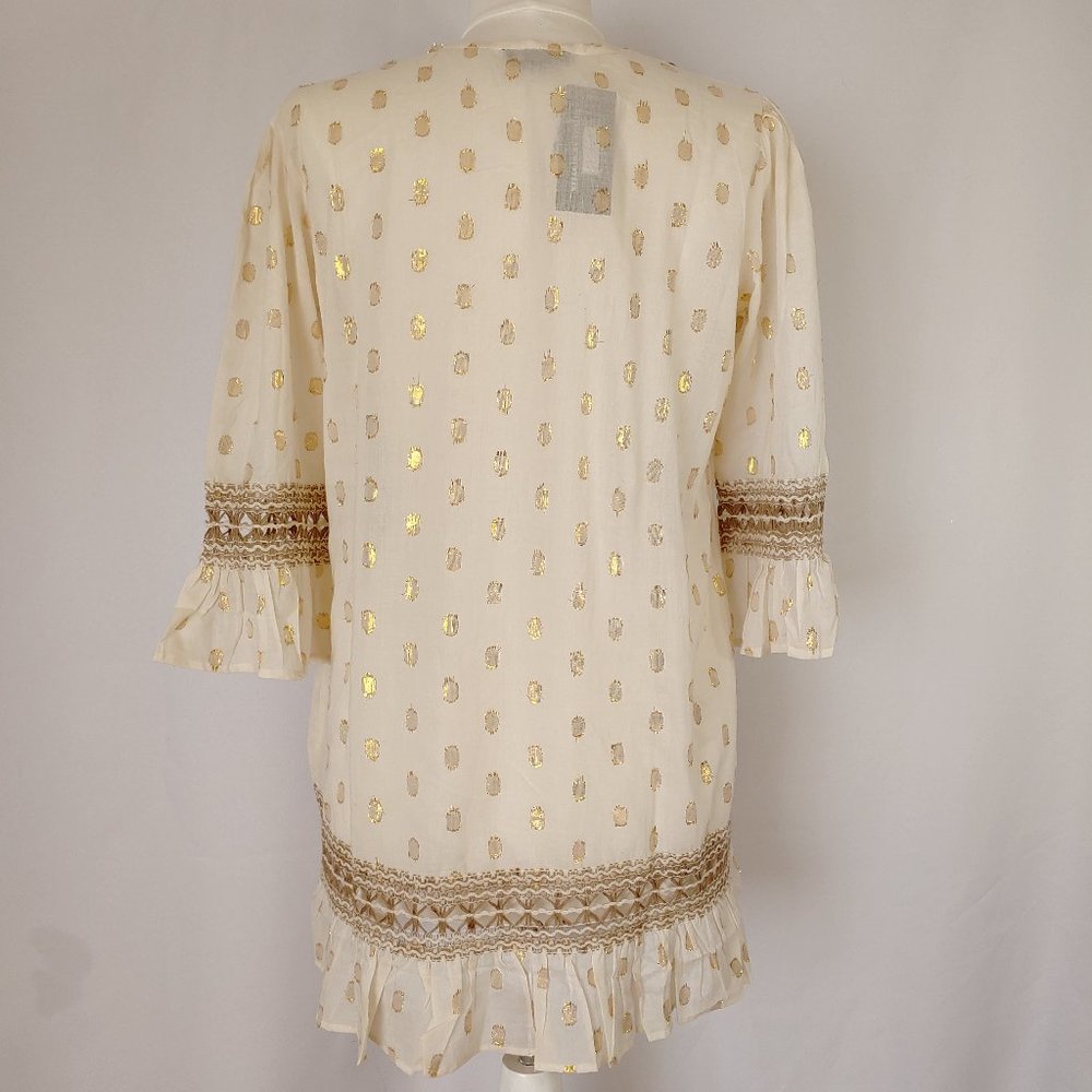 NAOO - Cream color tunic with golden accents. - Picture 4 of 10